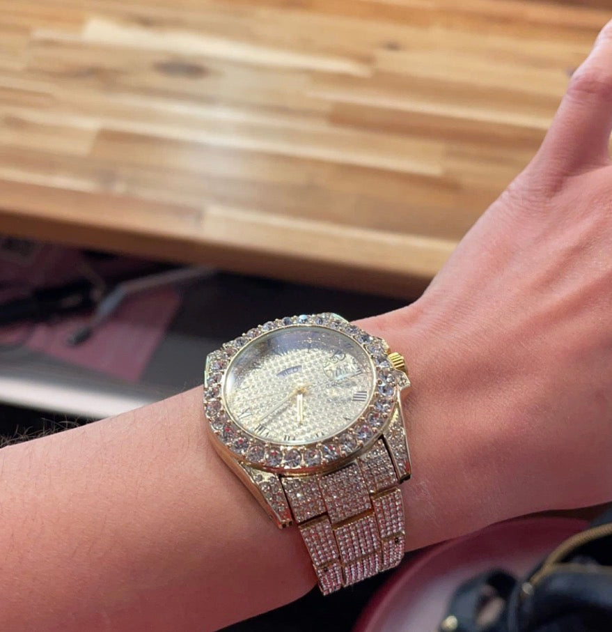 VVS Simulated Iced Out Shine CZ Quality Luxury Diamond Hiphop Bling Watch